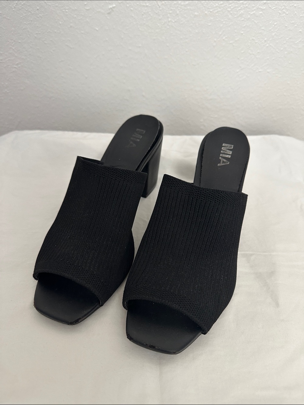 MIA Block Heel Square Toe Mule Shoes
